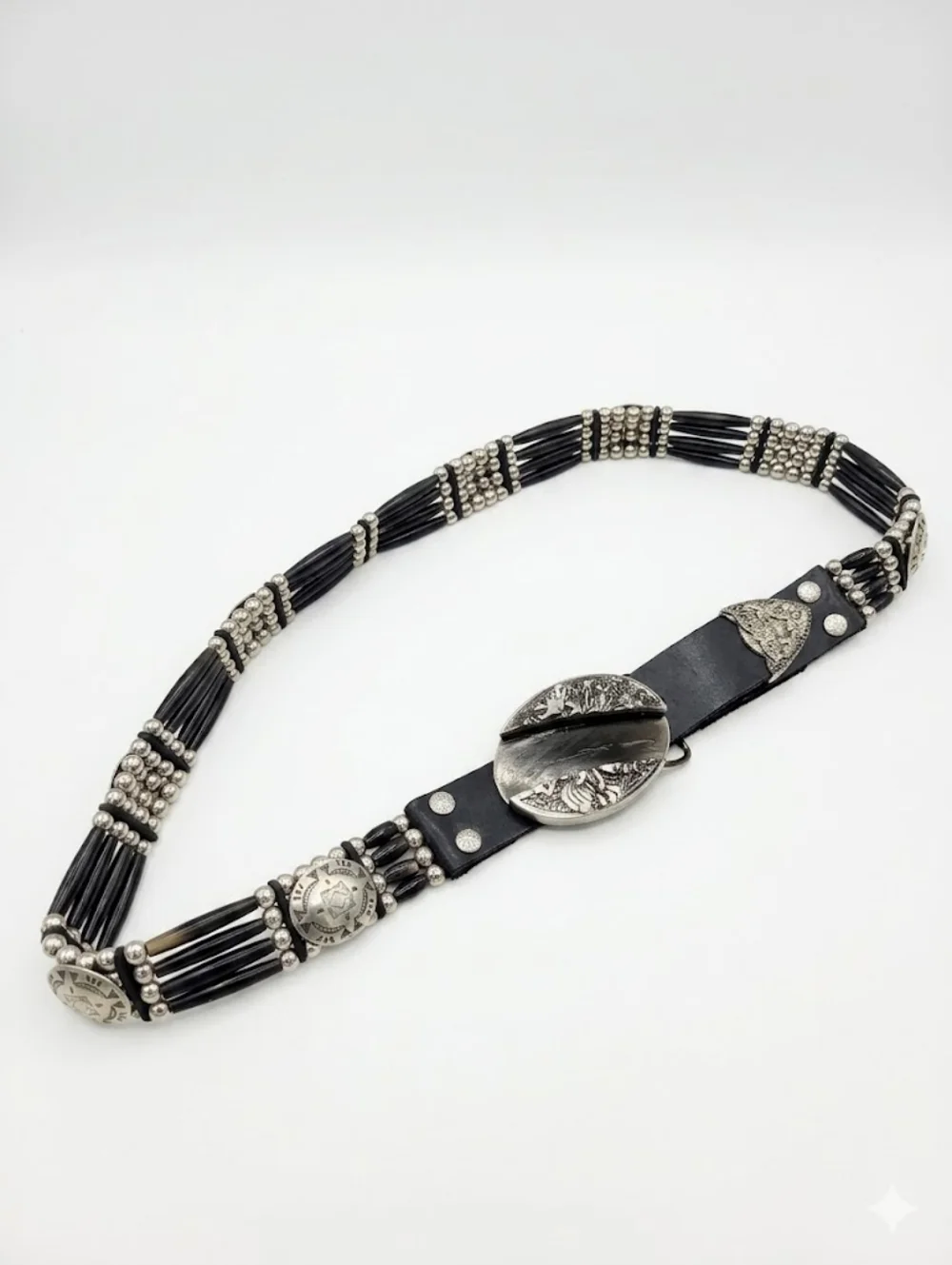 Cactus Mountain Nashville Handcrafted Beaded Bone Belt | Vintage Western 38